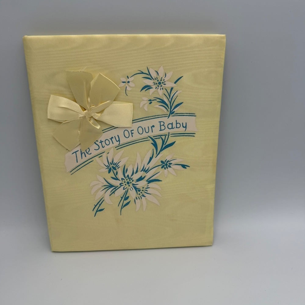 Vintage 1949 Sanitoy The Story of Our Baby Memory Book Yellow Fabric Cover Boxed
